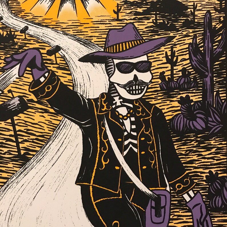SPAFFORD PRINT The Postman space funk concert music poster Arizona desert spaffnerds screen print limited edition day of the dead