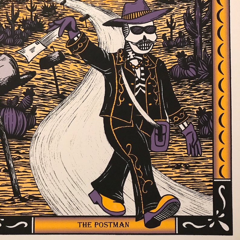 SPAFFORD PRINT The Postman space funk concert music poster Arizona desert spaffnerds screen print limited edition day of the dead