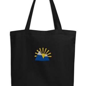 Geborduurde Eco-draagtas Mountain Sun: wandelen, cadeau nationaal park