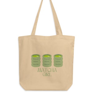 Matcha Girl Eco Tote Bag – Matcha Lover Gift, Cute Green Tea gifts, Reusable Organic Tote, Kawaii Matcha gifts, Tea Tote, Matcha girl