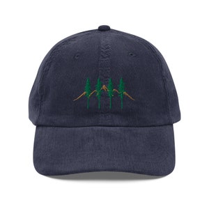 Embroidered Pine Tree Mountains Hat – Nature Lover Cap, Hiking Adventure Hat, National Park Gift, Outdoor Camping Hat,summer & spring hat