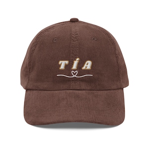 Tía Vintage corduroy cap, embroidered Tía hat, aunt hat, aunt gifts, new aunt spanish
