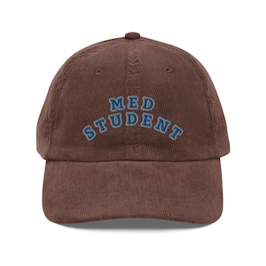Med Studenten bestickte Vintage Kordmütze,Med Studenten,Medizinische Fakultat, Zukünftiger Doktor