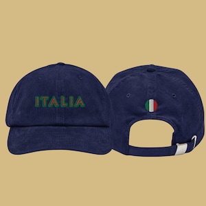 Italia Embroidered Corduroy Hat: Italian Flag Travel Cap, Itay hat, Italy vacation gift, Italy travel Europe lover gift, Italy study abroad