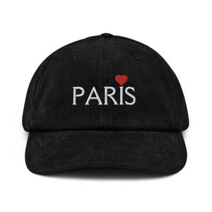 Paris Embroidered Corduroy Hat: France Travel Cap, Paris travel gift, Paris hat, France hat gift, Paris, France, Paris lover