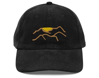 Embroidered Corduroy Hiking Hat – Mountain Adventure Cap, Outdoor Explorer Hat, Camper & Hiker Gift, National Park Gift