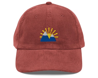 Mountain Embroidered Corduroy Hat | Hiking Cap | Outdoor Gift |  National Park Hat