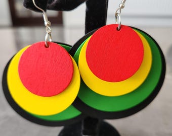 Colourful Wooden Statement Earrings: Handmade Vegan Jewelry