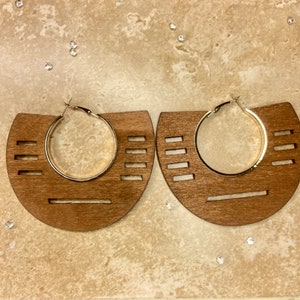 Semi Circle Tan Lines Cut Out Earrings | Wooden African Earrings |Statement Earrings| FREE UK DELIVERY