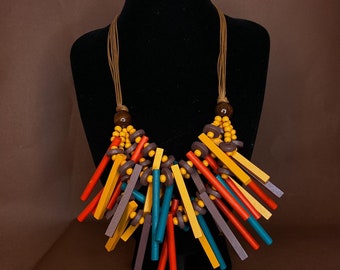 Necklace colourful Wooden Necklace | Multi Layers Accessories | African Accessories | Free UK Delivery