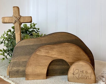 Empty Tomb Display / Empty tomb Easter decor Easter creche Resurrection scene Christian Easter decor He is Risen Jesus Tomb P