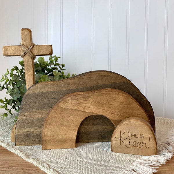 Empty Tomb Display / Empty tomb Easter decor Easter creche Resurrection scene Christian Easter decor He is Risen Jesus Tomb P