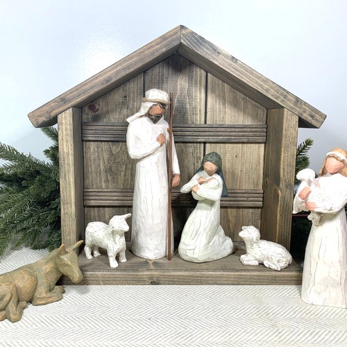 Wood Nativity Stable / 2 Sizes / Stable for Willow Tree Creche Etsy