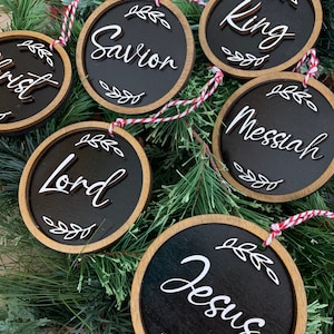 Set of 6 Name of Jesus Ornaments/ 2 Layer / Name of Christ Ornaments / Christmas Ornaments / Christ Ornaments/ Christian Advent