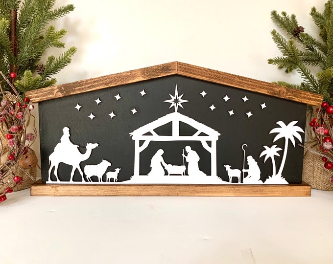 Nativity Display / Wood Nativity Scene Simple Nativity Set Christmas ...