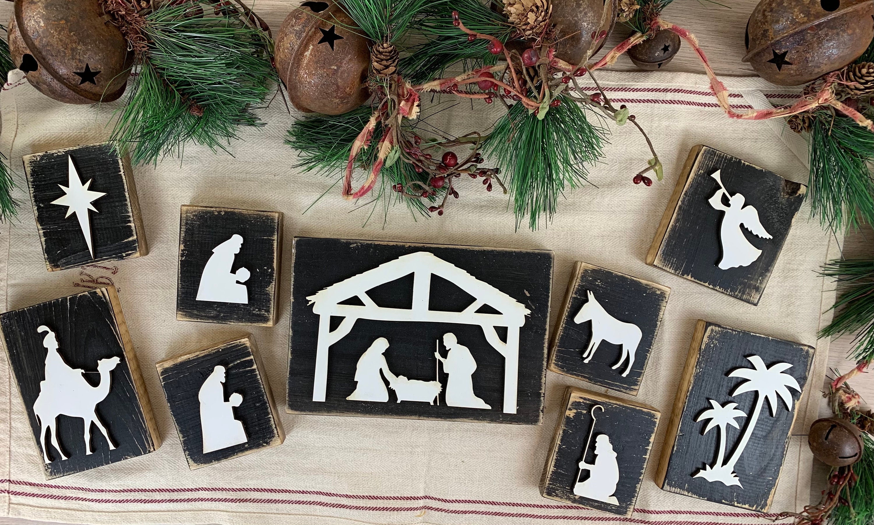 Wood Nativity Set / Wood Block Nativity Scene / Simple Etsy