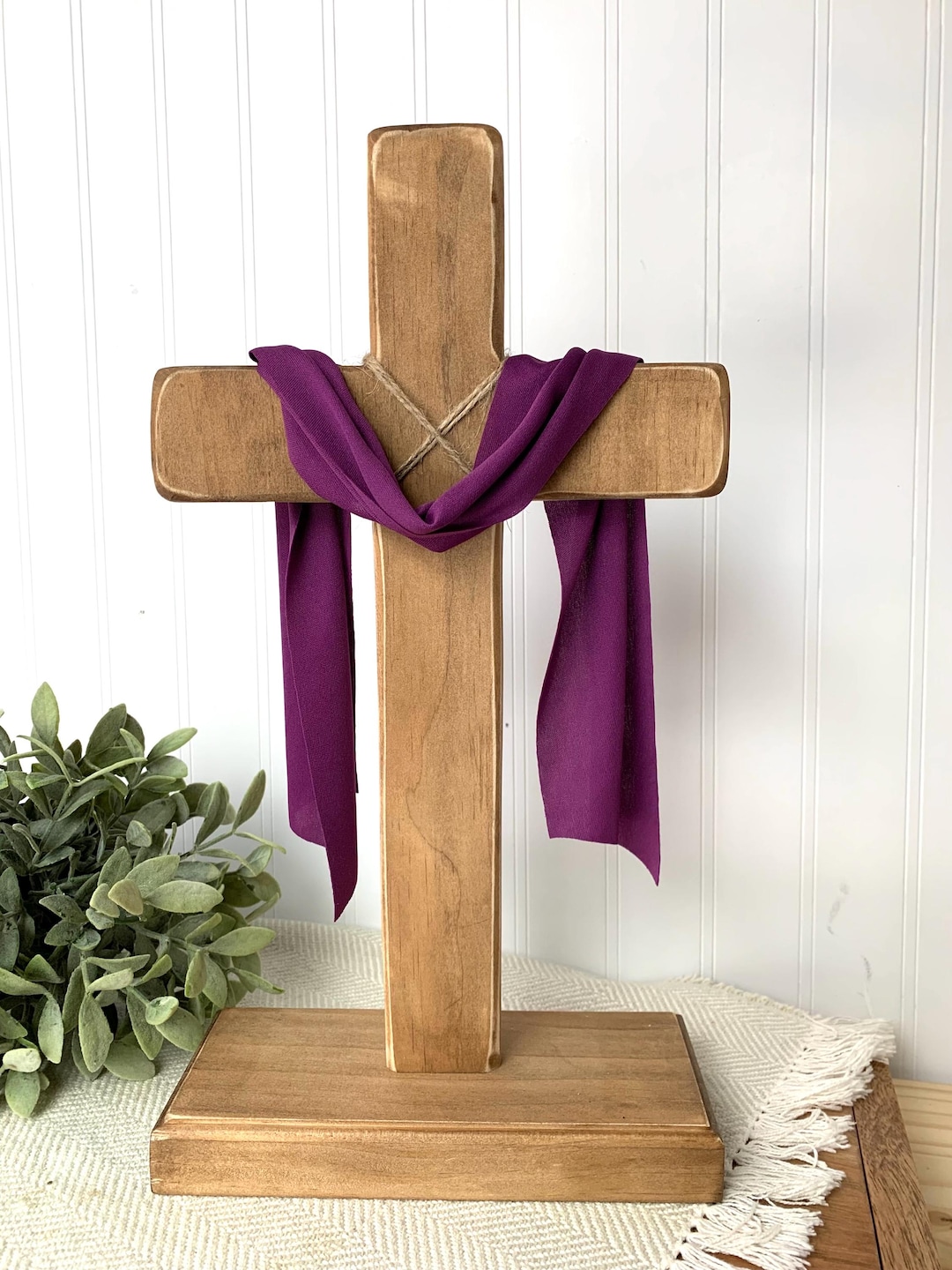 Easter Rugged Cross Wooden Easter Cross With Sashes – Rustic Rugged Cross | Christian ...