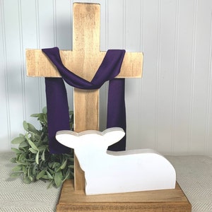 Cross and Lamb wood Easter display / 3 size options / Easter Crèche Easter resurrection display worthy is the lamb Christian Easter decor
