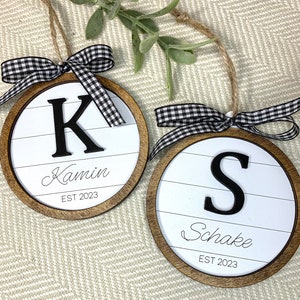 Personalized Monogram Ornament / 2-layers / Gift Tag Ornament Wedding Gift inexpensive wedding gift wedding shower gift unique wedding gift