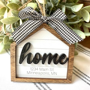 Personalized Home Address Ornament / 2-layers / Gift Tag Housewarming Gift Ornament Realtor Gift New Home Ornament Farmhouse Ornament