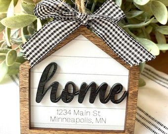 Personalized Home Address Ornament / 2-layers / Gift Tag Housewarming Gift Ornament Realtor Gift New Home Ornament Farmhouse Ornament