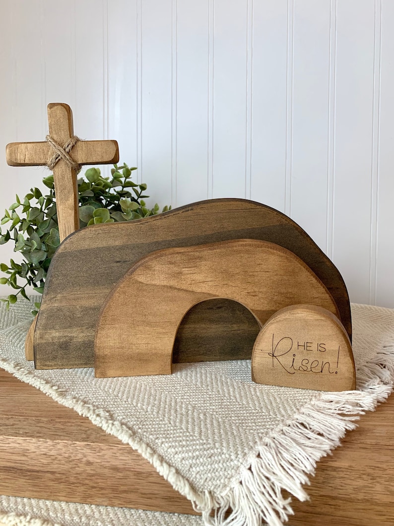 Empty Tomb Display / Empty tomb Easter decor Easter creche Resurrection scene Christian Easter decor He is Risen Jesus Tomb P image 1