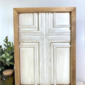Wood Cross Wall Hanging or Shelf Sitter / farmhouse wall decor Christian home decor minimalist wall art cross wall art wood mosaic