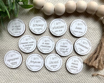 Scripture Pocket Tokens / Set of 12 / 2 colors /Bible study gift ideas pocket coins pocket hug  scripture coins teen stocking stuffer ideas