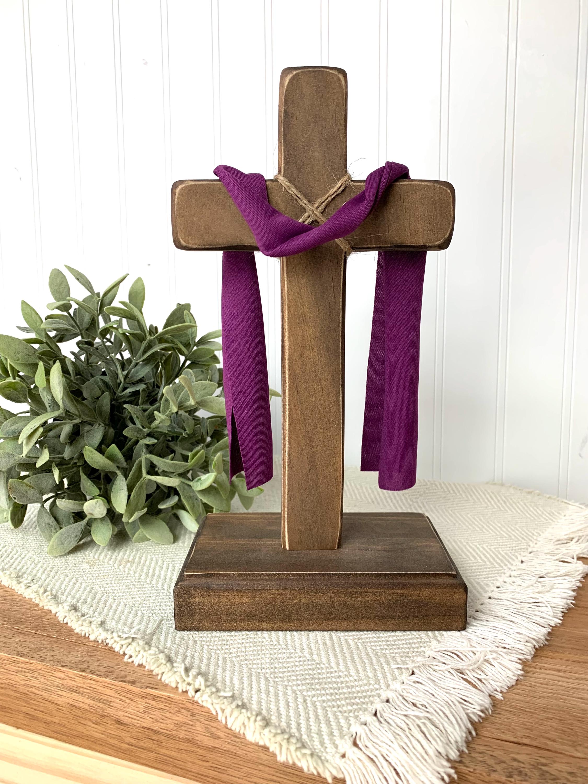 Easter Rugged Cross Wooden Easter Cross With Sashes – Rustic Rugged Cross | Christian ...