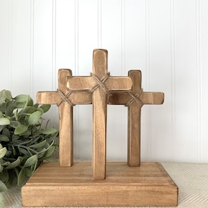 Trio de croix présentoir de Pâques/calvaire décoration de Pâques Croix en bois de Pâques Crèche de Pâques croix pour présentoir de Pâques