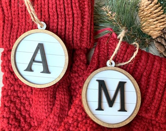 Personalized Stocking tag / 2-layers / Custom gift tag name initial ornament Christmas stocking tag Christmas gift tag farmhouse ornament