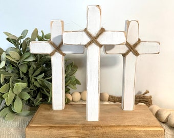 Cross Trio Easter Display /Calvary Easter Display Easter decor Easter Cross Easter wood cross Easter nativity scene cross for Easter display