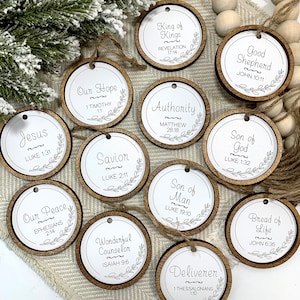 Name of Jesus Ornaments/ Set of 12 or 24 / 2-layer Quality Maple Name of Christ Ornaments Advent Calendar Advent Ornaments Christ Ornaments