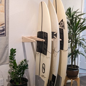 4 Slot Surf Rack / 5" Wide Slots / Economy Surf Rack / Modular Wall Mount Surf Rack / Wood Joinery / Sustainable Pine Plywood