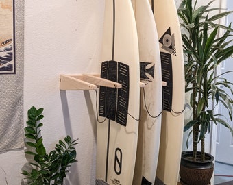 4 Slot Surf Rack / 5" Wide Slots / Economy Surf Rack / Modular Wall Mount Surf Rack / Wood Joinery / Sustainable Pine Plywood