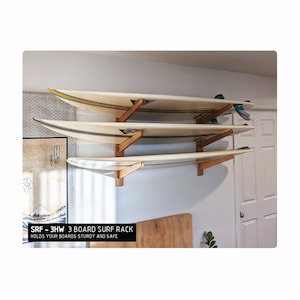 Wall Mount Surf Rack / 3 Board Surf Rack / Wood Surf Rack