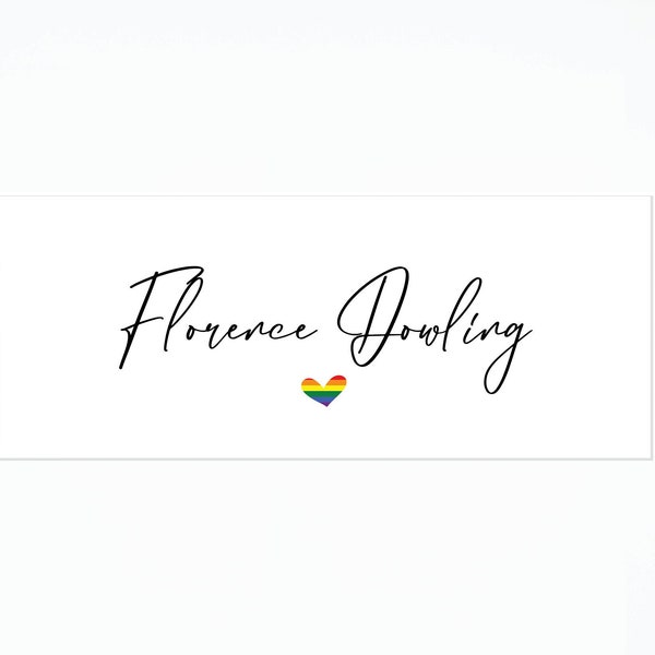 Personalised LGBTQ+ Flag Place Name Cards Heart Wedding Place Cards Minimalist Gay Wedding Table Settings Events Cards Gay Pride Place Names