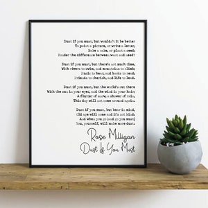 Rose Milligan Dust If You Must Poem Print Minimalist Home Decor Monochrome Poetry Poster Wall Art Unframed Quote Print Wall Decor Humourous