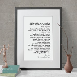 Wedding Reading Print A A Milne The House At Pooh Corner Winnie Always Be With You Bridesmaid Groomsman Bestman Maid of Honour Gift Unframed image 5