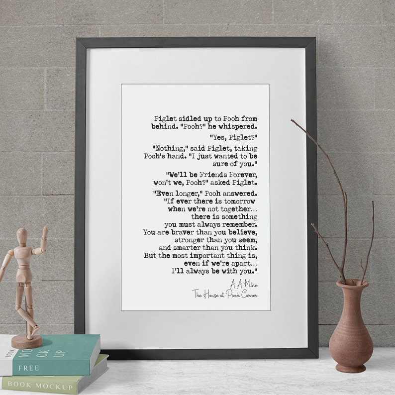 Wedding Reading Print A A Milne The House At Pooh Corner Winnie Always Be With You Bridesmaid Groomsman Bestman Maid of Honour Gift Unframed image 5