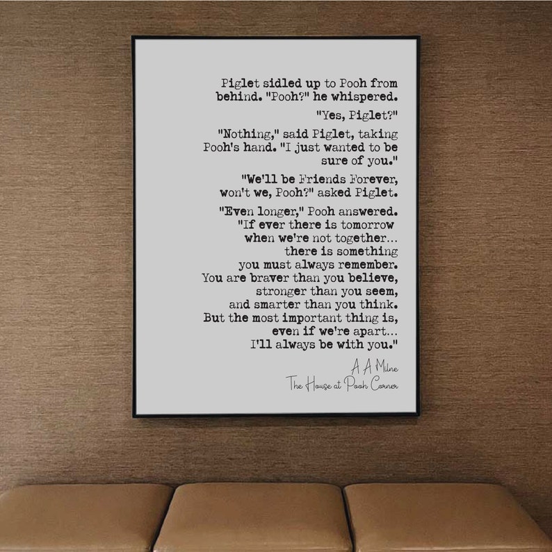 Wedding Reading Print A A Milne The House At Pooh Corner Winnie Always Be With You Bridesmaid Groomsman Bestman Maid of Honour Gift Unframed image 6