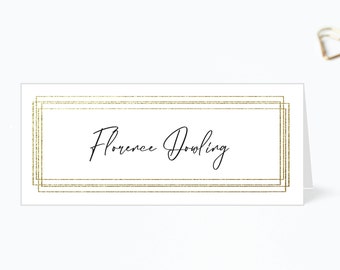 Personalised Place Name Cards, Gold Border Wedding Place Cards, Wedding Table Settings, Events Name Cards, Wedding Day Place Names