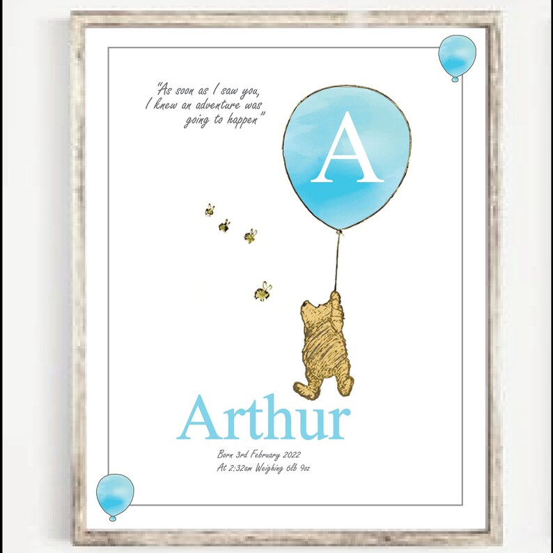 Personalised Winnie the Pooh Christening Print Baptism Gifts A Etsy UK