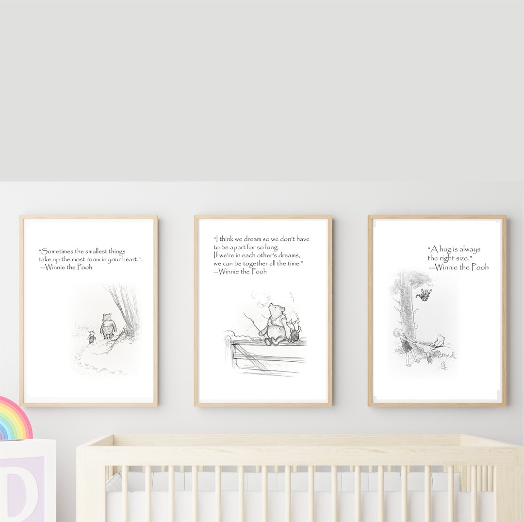 Set of 3 Classic Winnie the Pooh Nursery Prints Vintage Style Original ...