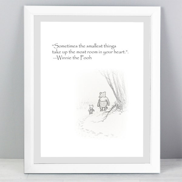 Winnie The Pooh Quote Print Vintage Style Nursery Gift Home Decor Wall Art Smallest Image Literature Unframed Adventure New Baby