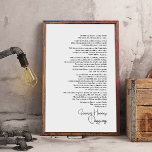 Seamus Heaney Poem Print Digging Poetry Quote Print Minimalist Home ...