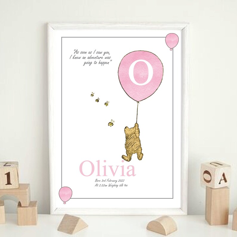 Personalised Winnie the Pooh Christening Print Baptism Gifts A Etsy UK