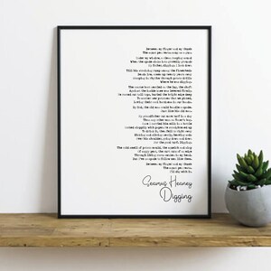 Seamus Heaney Poem Print Digging Poetry Quote Print Minimalist Home ...