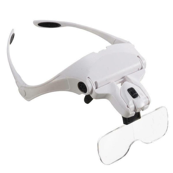 5X LENS Magnifying Glass Headset LED Light Head Magnifier Loupe With Box