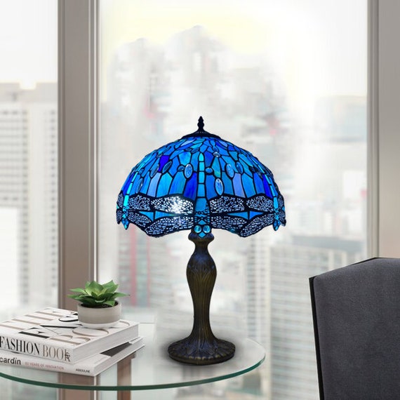 Blue tiffany store table lamp
